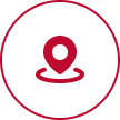A red and white icon of a pin in the middle