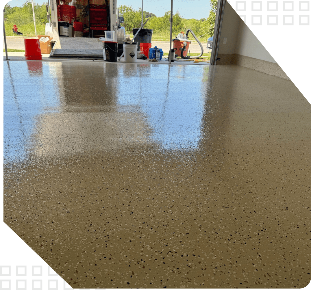 A picture of the floor in a garage.